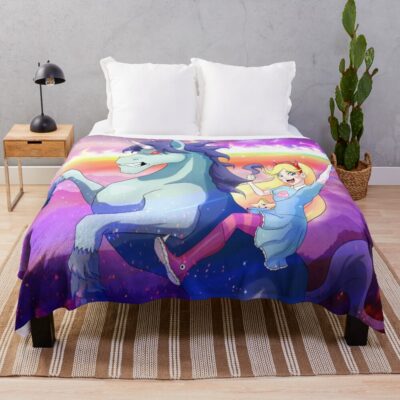 Star With Unicorn Throw Blanket