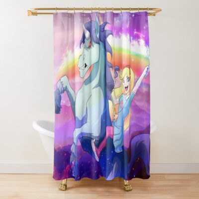 Star With Unicorn Shower Curtain